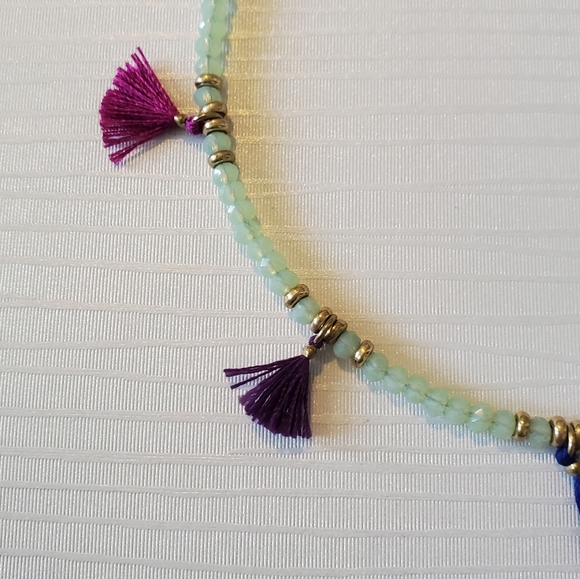 Seafoam Green Beaded Chocker with Tassels - Picture 3 of 6